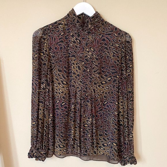 Tory Burch Tops - Tory Burch Silk Animal Print Long Sleeve Blouse